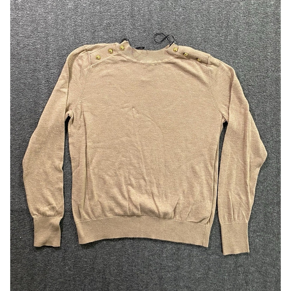 H&M HM Woman's Long Sleeve Sweater Top Tan Size M